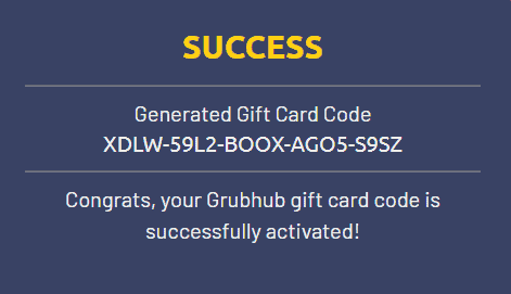 free grubhub gift card code