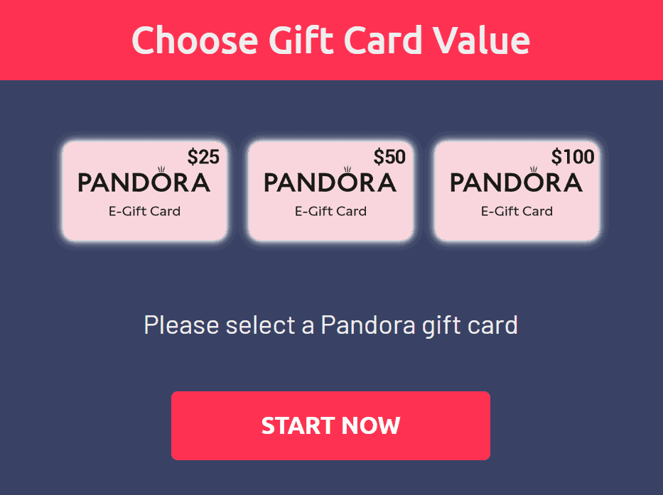 pandora gift card