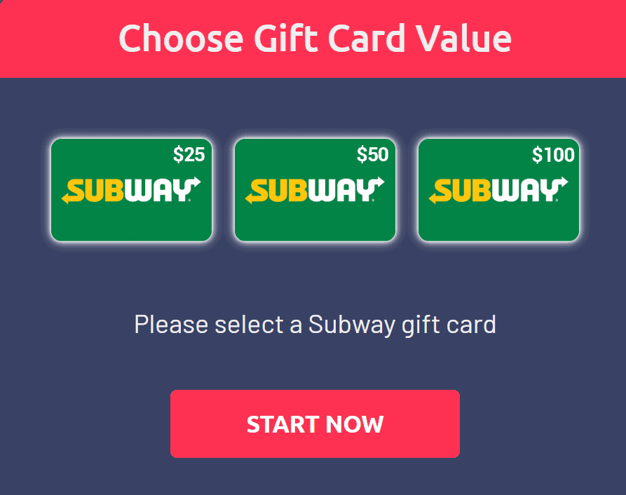 Subway Gift Card
